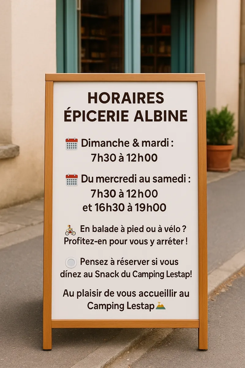Horaires EPICERIE ALBINE